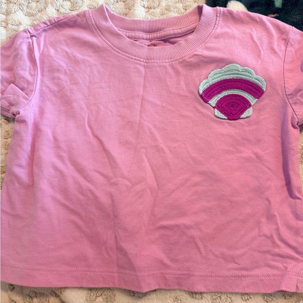 Cat & Jack Pink Tee with Shell Patch